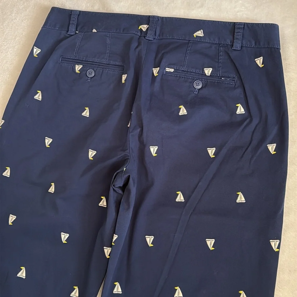 Talbots | The Weekend Chino Embroidered Sailboat Cropped Pants Blue (8) - Picture 11 of 15